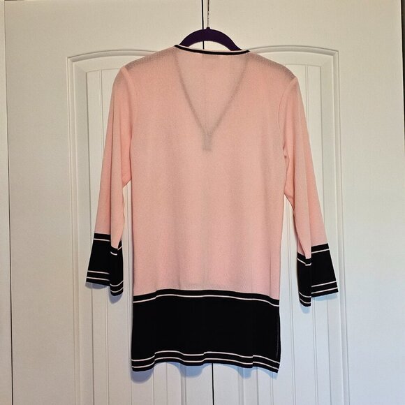 Women's Exclusively Misook V-Neck Pullover Tunic Top Pink/Black Size XS - Picture 2 of 7